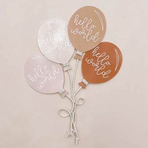 'Hello World' Balloon Birth Announcement - By Salt + Pine