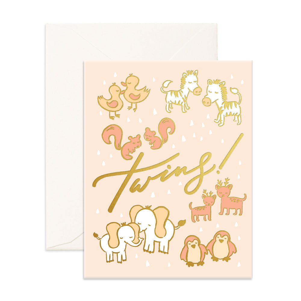 Twins Foil Greeting Card - By Fox & Fallow
