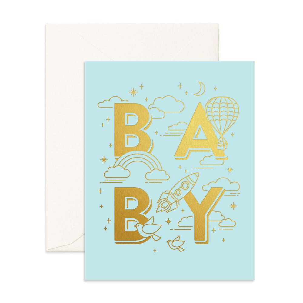 Baby Universe Aqua Greeting Card - By Fox & Fallow