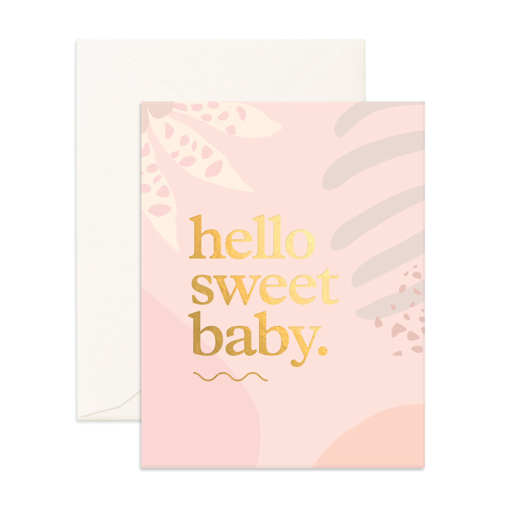Hello Sweet Baby Greeting Card - By Fox & Fallow