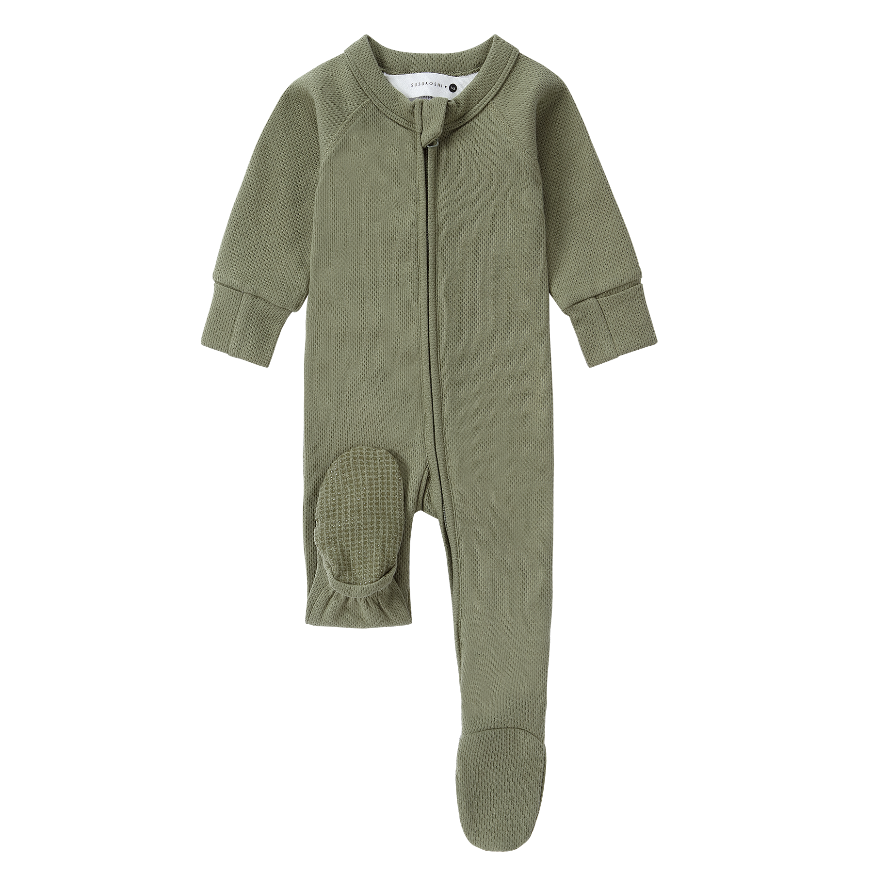 Zip Suit Long Sleeve Pant - Moss (Pointelle) - By SUSUKOSHI